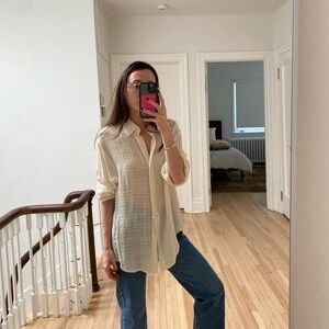 Women's Cream Button-Up Shirt